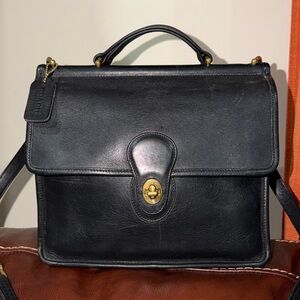 ‼️Vintage Coach Black Leather Willis Top Handle Bag Crossbody Bag
